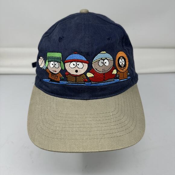 Vtg South Park Blue Embroidered Cap Comedy Central 1997 90's Y2K Strapback Hat - Picture 1 of 9